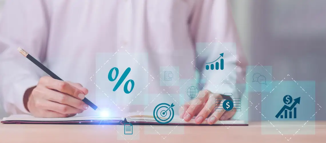 A business person reviewing financial reports in Australia.